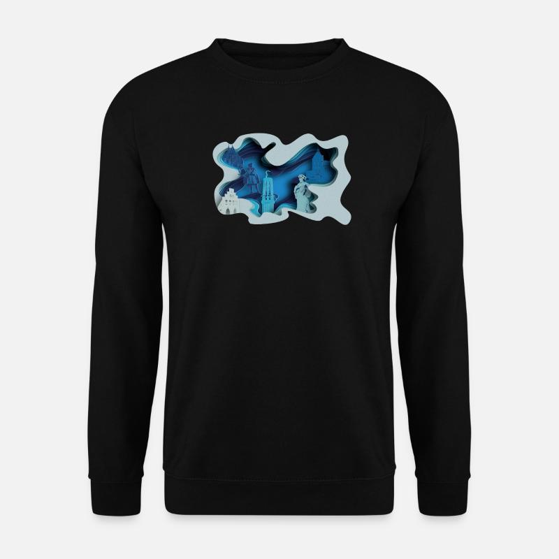 Moers Stadtsilhouette in Hydrographik-Optik - Unisex Pullover - Schwarz