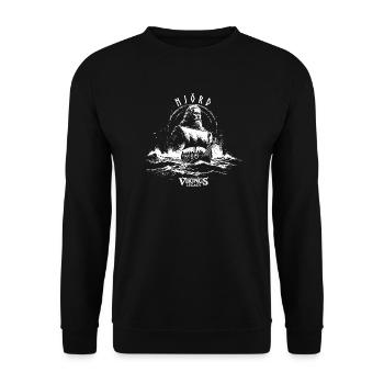 Njörd - der Wikinger Meeresgott - Unisex Pullover - Schwarz - Vorne - Alina (178cm) & Michal (187cm)