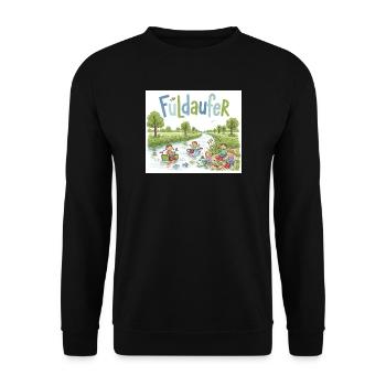 Fuldaufer: Fluss-Abenteuer ! - Unisex Pullover - Schwarz - Vorne - Alina (178cm) & Michal (187cm)