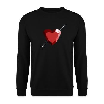 Wounded Ruby Heart – Liebe, Schönheit und Trennung - Unisex Pullover - Schwarz - Vorne - Alina (178cm) & Michal (187cm)