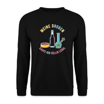 Meine Drogen – Völlig Legal ! - Unisex Pullover - Schwarz - Vorne - Alina (178cm) & Michal (187cm)