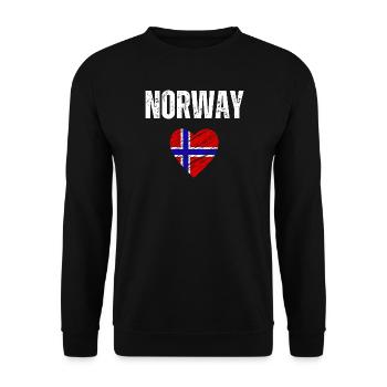 Ich liebe Norwegen, die Flagge Norwegens - Unisex Pullover - Schwarz - Vorne - Alina (178cm) & Michal (187cm)