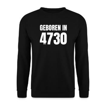 Design 18 – Geboren in 4730 - Unisex Pullover - Schwarz - Vorne - Alina (178cm) & Michal (187cm)