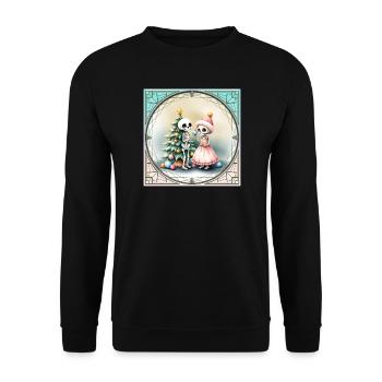 Christmas Skulls with Tree and Candy - Unisex Sweatshirt - black - Front - Alina (178cm) & Michal (187cm)