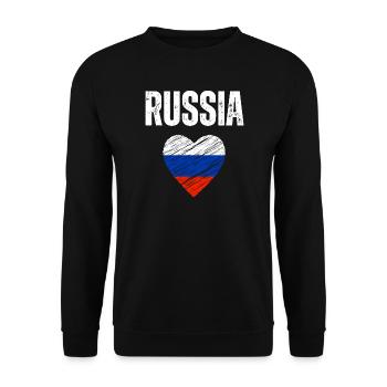 Ich liebe Russland, russische Flagge - Unisex Pullover - Schwarz - Vorne - Alina (178cm) & Michal (187cm)