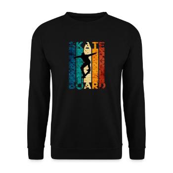 Skater silhouette on colored retro wall - Unisex Sweatshirt - black - Front - Alina (178cm) & Michal (187cm)
