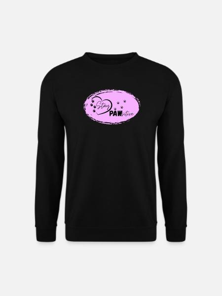 Hundeherz Motiv mit Pfotenspuren, Stay Pawsitive, - Unisex Pullover - Schwarz