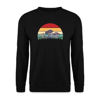 Motif mycologique du coucher de soleil - Sweat-shirt Unisexe - noir - Devant - Alina (178cm) & Michal (187cm)