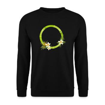 Bamboo frame with tropical leaves & flowers - Unisex Sweatshirt - black - Front - Alina (178cm) & Michal (187cm)