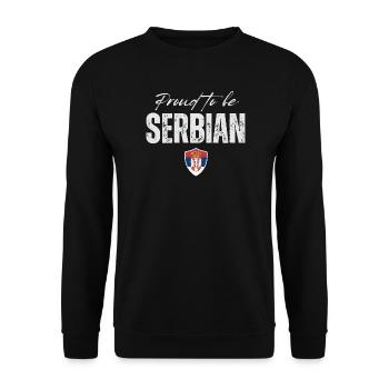 Serbe fier, fabriqué en Serbie - Sweat-shirt Unisexe - noir - Devant - Alina (178cm) & Michal (187cm)