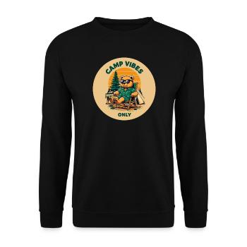 Camp Vibes Bear Camping Logo - Unisex Sweatshirt - black - Front - Alina (178cm) & Michal (187cm)