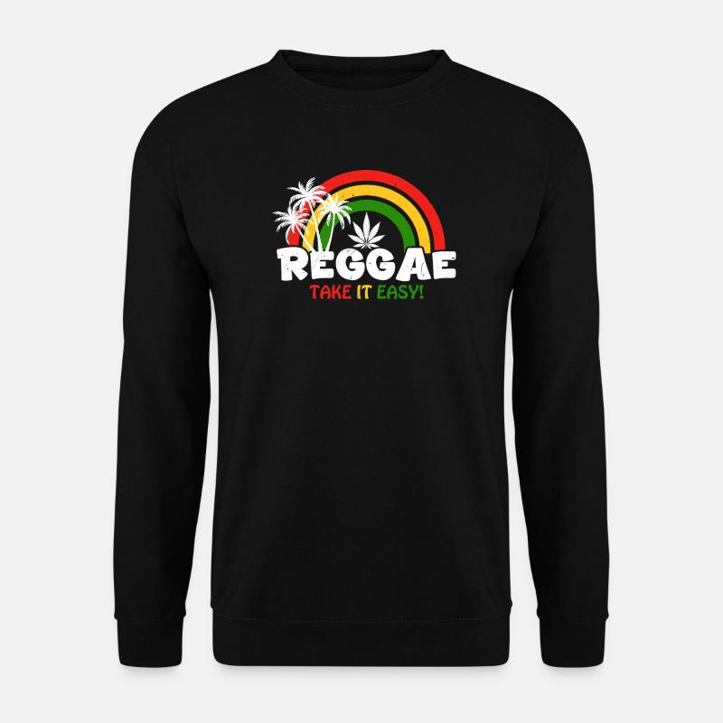 Reggae Vibe Rainbow with Cannabis Motif - Unisex Sweatshirt - black