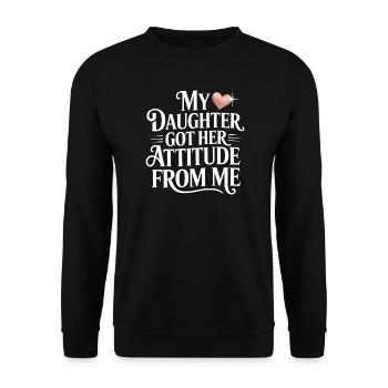 Meine Mutter hat ihre Einstellung von mir - Unisex Pullover - Schwarz - Vorne - Alina (178cm) & Michal (187cm)