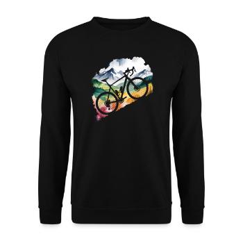 Mountain Biking Adventure Scene - Unisex Sweatshirt - black - Front - Alina (178cm) & Michal (187cm)