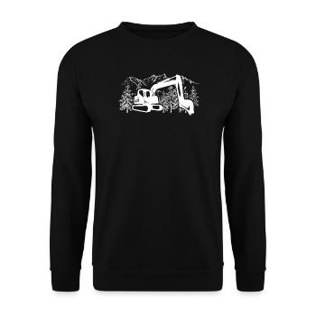 Excavator Silhouette Construction Equipment Operator Work - Unisex Sweatshirt - black - Front - Alina (178cm) & Michal (187cm)