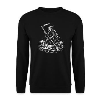 Macabre Grim Reaper Boat Design - Unisex Sweatshirt - black - Front - Alina (178cm) & Michal (187cm)