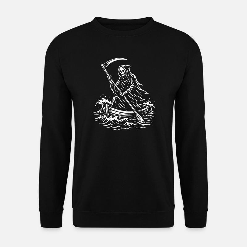 Macabre Grim Reaper Boat Design - Unisex Sweatshirt - black