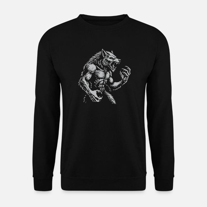 Grimmiger Warewolf Illustration - Unisex Pullover - Schwarz