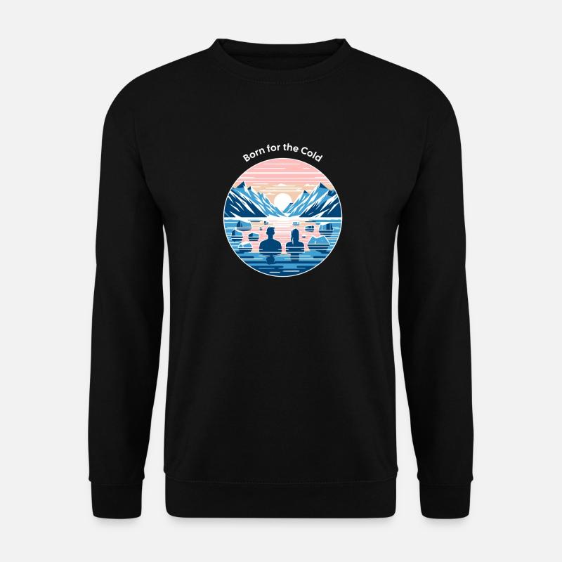 Mann und Frau gehen eisbaden in den Bergen Kälte - Unisex Pullover - Schwarz