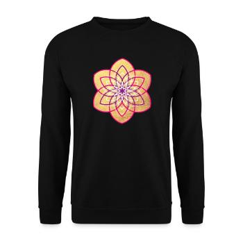 Yoga Gold Blume Blüte Sonne Mandala Meditation om - Unisex Pullover - Schwarz - Vorne - Alina (178cm) & Michal (187cm)