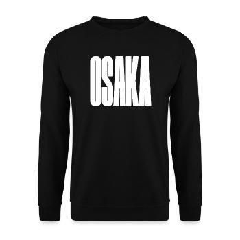 Osaka - Japan Stadt Fette Typografie - Unisex Pullover - Schwarz - Vorne - Alina (178cm) & Michal (187cm)