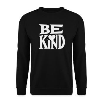 Be kind slogan with heart - Unisex Sweatshirt - black - Front - Alina (178cm) & Michal (187cm)