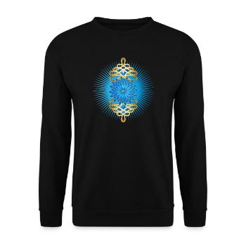 Gold brooches motif with bright blue cornflower - Unisex Sweatshirt - black - Front - Alina (178cm) & Michal (187cm)