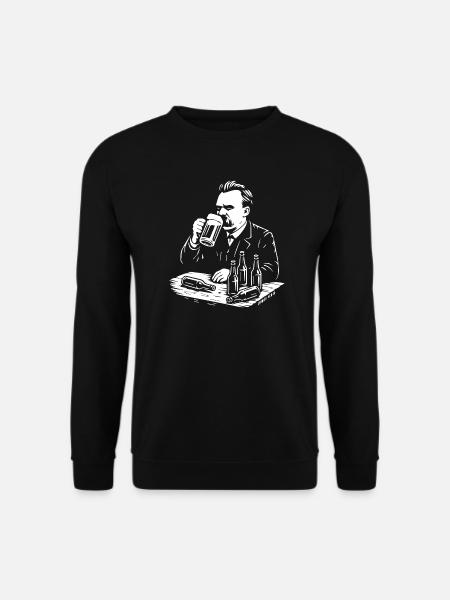 Friedrich Nietzsche drinking Beer illustration - Unisex Sweatshirt - black