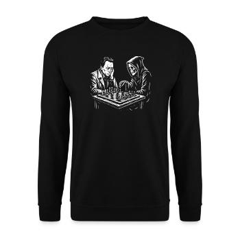Albert Camus joue aux échecs avec la faucheuse - Sweat-shirt Unisexe - noir - Devant - Alina (178cm) & Michal (187cm)