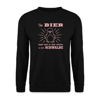 Bier Pinguin - Unisex Pullover - Schwarz - Vorne - Alina (178cm) & Michal (187cm)