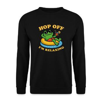 Relaxing Frog - Hop Off I'm relaxing - Unisex Sweatshirt - black - Front - Alina (178cm) & Michal (187cm)