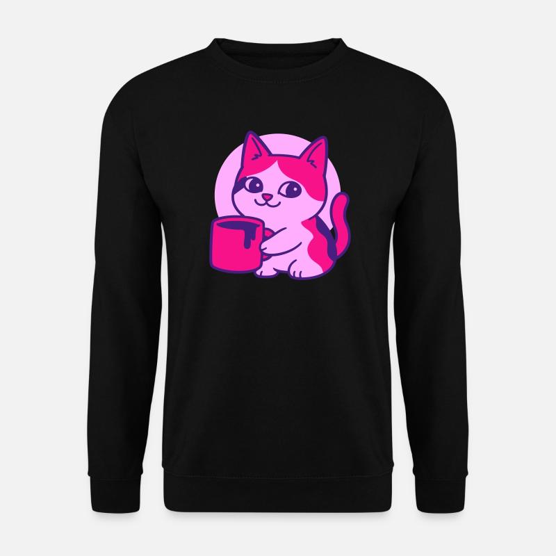 Chat de café mignon - Sweat-shirt Unisexe - noir