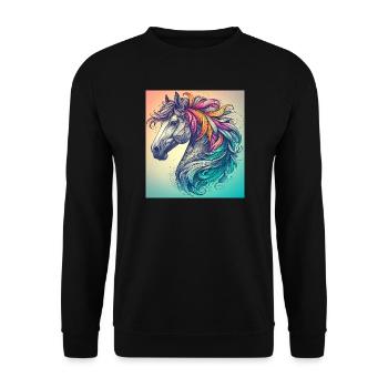 horse - Unisex Sweatshirt - black - Front - Alina (178cm) & Michal (187cm)