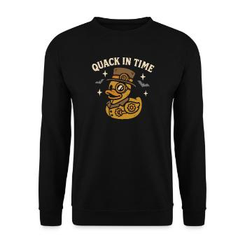 Vintage Steampunk Badeente & lustiger Spruch Motiv - Unisex Pullover - Schwarz - Vorne - Alina (178cm) & Michal (187cm)