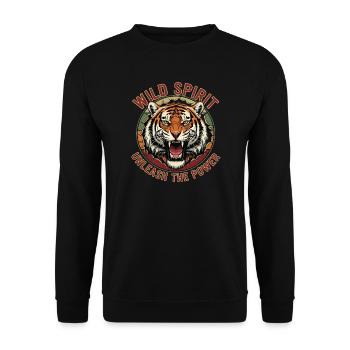 Wild Spirit Lion Motif Design - Unisex Sweatshirt - black - Front - Alina (178cm) & Michal (187cm)
