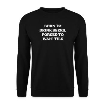 Humor, festlicher Alkohol, dynamisch - Unisex Pullover - Schwarz - Vorne - Alina (178cm) & Michal (187cm)