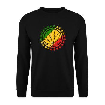 Rasta Inspired Cannabis Leaf Design - Unisex Sweatshirt - black - Front - Alina (178cm) & Michal (187cm)