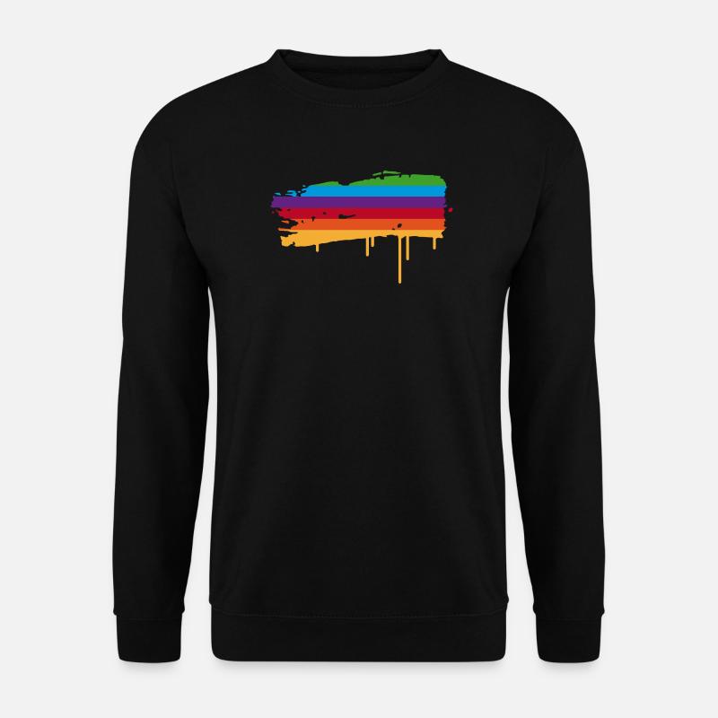 Regenbogen Pinselstrich mit Farbtropfen - Unisex Pullover - Schwarz