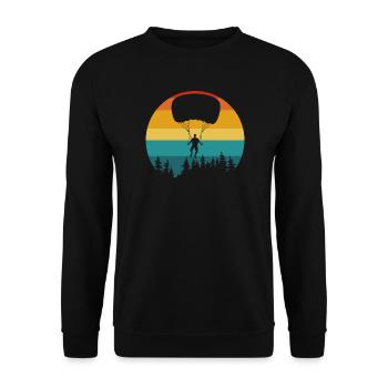Parachutiste silhouette forêt rétro - Sweat-shirt Unisexe - noir - Devant - Alina (178cm) & Michal (187cm)