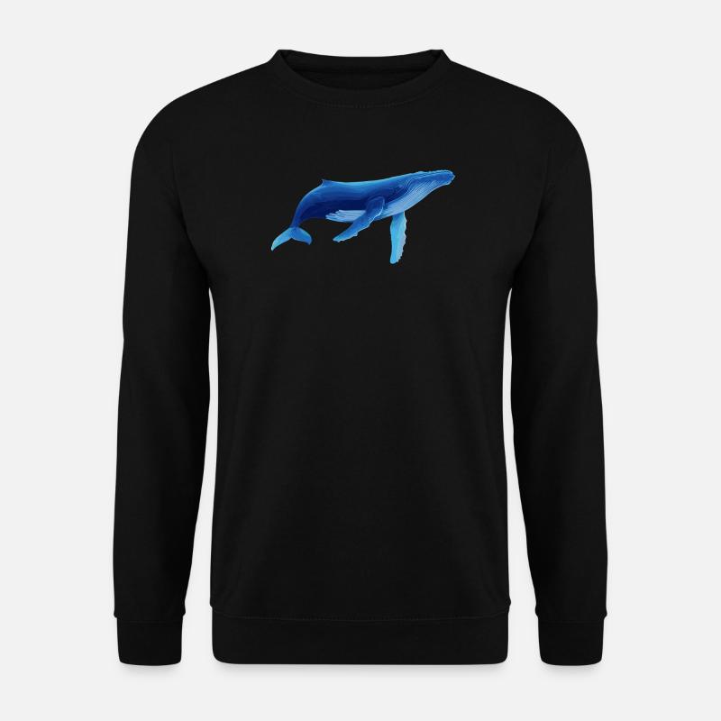 Wal in Blau mit Meeresmustern - Unisex Pullover - Schwarz