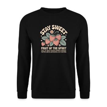 Stay Sweet Fruit of the Spirit Strawberry - Sweat-shirt Unisexe - noir - Devant - Alina (178cm) & Michal (187cm)