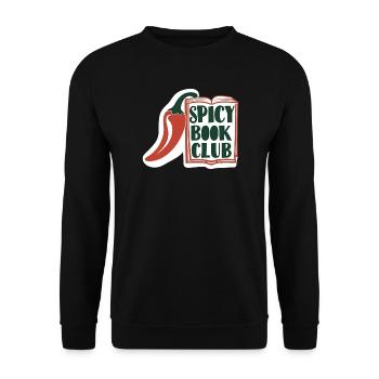 Spicy Book Club – Buch & Chili Design - Unisex Sweatshirt - black - Front - Alina (178cm) & Michal (187cm)