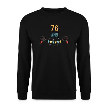 76th Birthday Colorful Confetti - Unisex Sweatshirt - black - Front - Alina (178cm) & Michal (187cm)