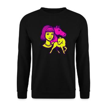 Pferdemädchen Pop-Art - Unisex Pullover - Schwarz - Vorne - Alina (178cm) & Michal (187cm)