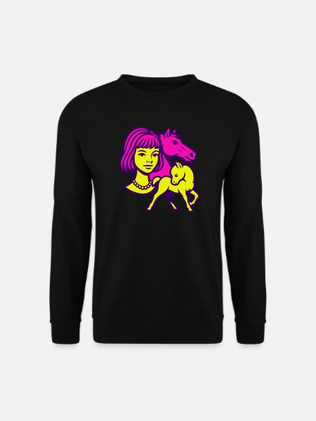 Pferdemädchen Pop-Art - Unisex Pullover - Schwarz
