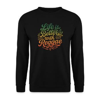 La vie est meilleure avec le Reggae Rastafari Jamaica Style - Sweat-shirt Unisexe - noir - Devant - Alina (178cm) & Michal (187cm)