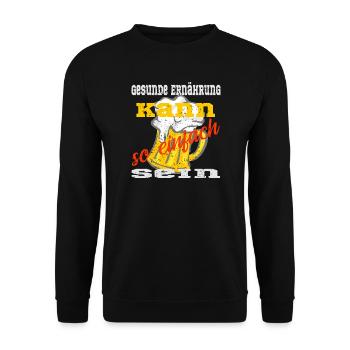 Bierkrug mit einem Spruch - Unisex Pullover - Schwarz - Vorne - Alina (178cm) & Michal (187cm)