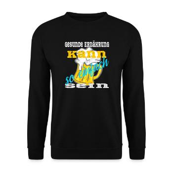 Bierkrug mit einem lustigen Spruch - Unisex Pullover - Schwarz - Vorne - Alina (178cm) & Michal (187cm)