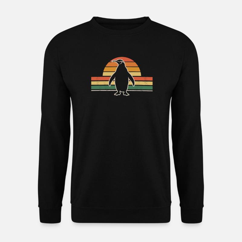 Retro Penguin with Sunset Background - Unisex Sweatshirt - black