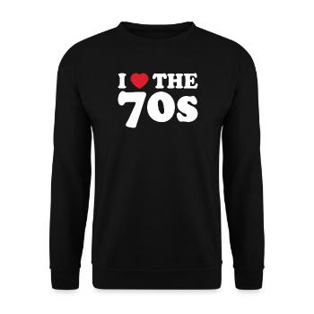 Die Liebe der 70er Jahre - Unisex Pullover - Schwarz - Vorne - Alina (178cm) & Michal (187cm)